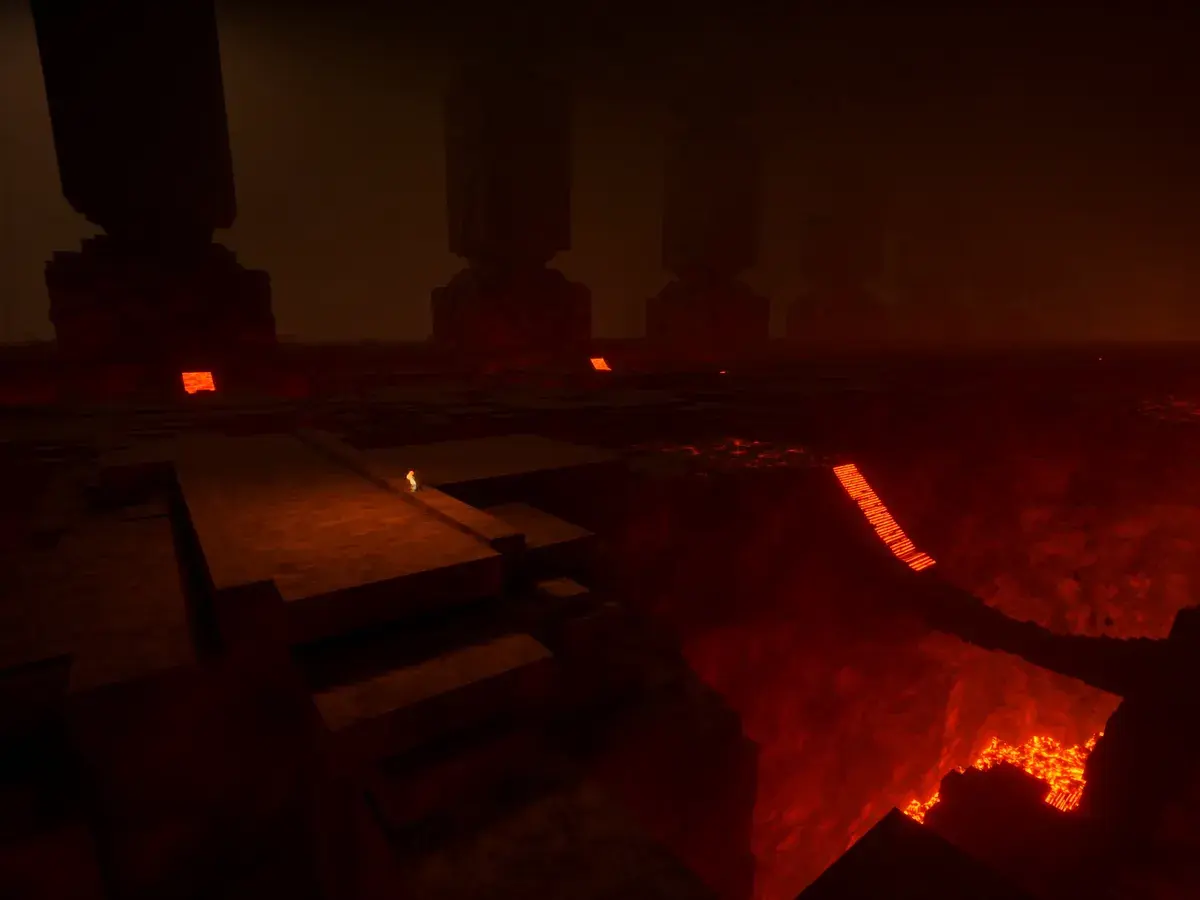 Canyon of glowing molten blocks and lava rivers — placeholder cover art